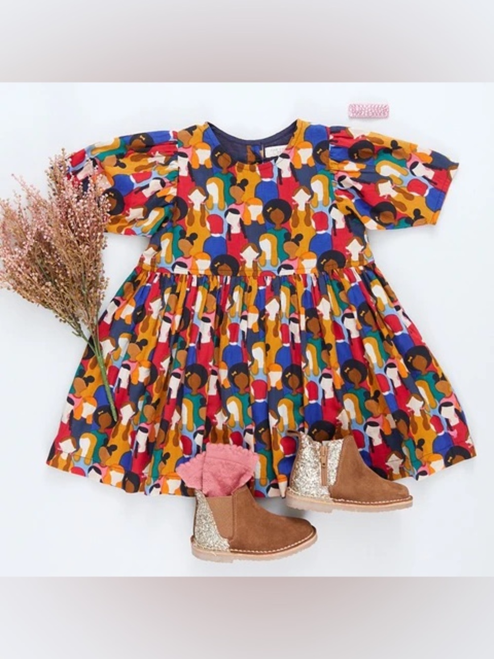 Pink Chicken x Naïma Jakimowicz Laurie Dress Girl Friends Print Cotton 4 Naima